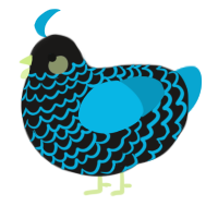 A sable and cerulean chicken with a lace pattern