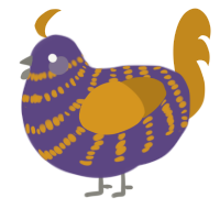 A overcast and ochre chicken with a bar pattern