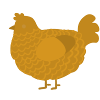 A ochre chicken with a lace pattern