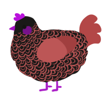 A sable and red chicken with a double-lace pattern