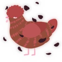 A russet and red chicken with a bar pattern