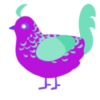 A amethyst and mint chicken with a half-lace pattern