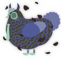 A silver and yellow chicken with a lace pattern