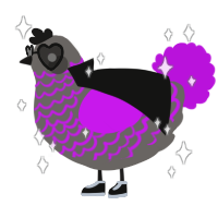 A grey and amethyst chicken with a lace pattern