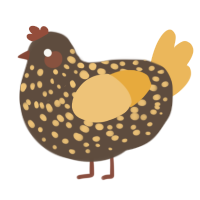 A bark and honey chicken with a speckle pattern