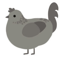 A ash and grey chicken with a neck-speckle pattern