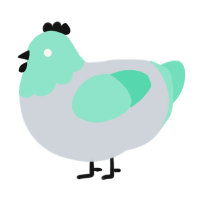 A mist and mint chicken with a head pattern