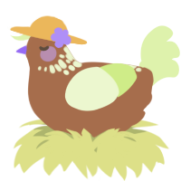 A brown and apple chicken with a neck-speckle pattern