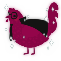 A maroon chicken with a speckle pattern