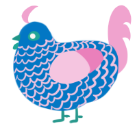 A sapphire and pink chicken with a lace pattern