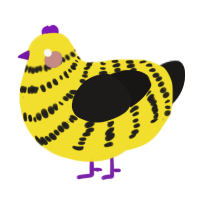 A yellow and sable chicken with a bar pattern