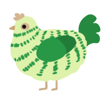 A apple and viridian chicken with a bar pattern