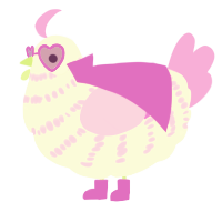 A white and lavender chicken with a bar pattern