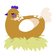 A gold and cream chicken with a neck-speckle pattern