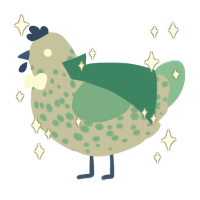 A bark and red chicken with a speckle pattern