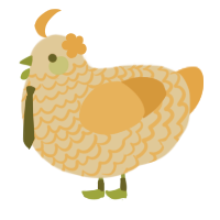 A beige and orange chicken with a lace pattern