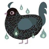 A sable and sapphire chicken with a double-lace pattern