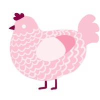 A rose chicken with a lace pattern