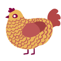 A honey and red chicken with a lace pattern