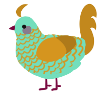 A mint and ochre chicken with a lace pattern