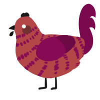 A red and wine chicken with a bar pattern