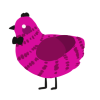 A fuchsia and wine chicken with a bar pattern