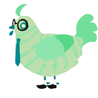 A gluppy and spring chicken with a bar pattern