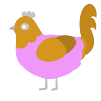 A lavender and ochre chicken with a head pattern