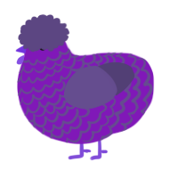 A violet and overcast chicken with a lace pattern