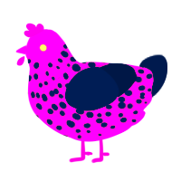 A lavender and tumblr chicken with a speckle pattern