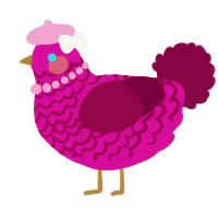 A fuchsia and maroon chicken with a lace pattern