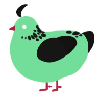 A spring and black chicken with a neck-speckle pattern