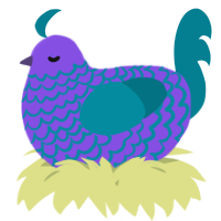 A blurple and sea chicken with a lace pattern