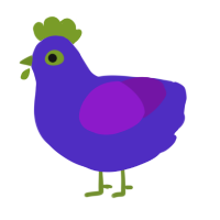 A indigo and violet chicken