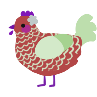 Benitochiba, a red and gluppy chicken with a lace pattern