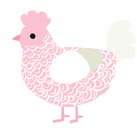 A rose and white chicken with a double-lace pattern