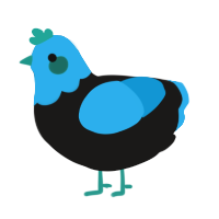 A sable and sky chicken with a head pattern