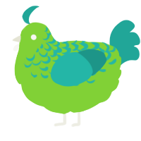 A grass and turquoise chicken with a half-lace pattern