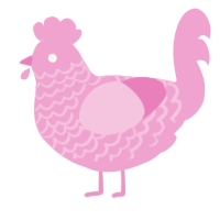 A pink chicken with a lace pattern