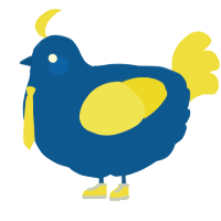 A ultramarine and yellow chicken