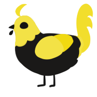A sable and yellow chicken with a head pattern