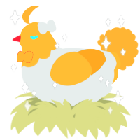 A silver and gold chicken with a head pattern