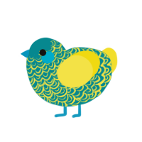 lime water, a teal and yellow chicken with a double-lace pattern