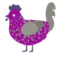 A plum and ash chicken with a speckle pattern