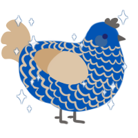 A ultramarine and beige chicken with a lace pattern