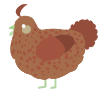 A brown and russet chicken with a speckle pattern