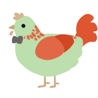 Stachya, a gluppy and vermilion chicken with a neck-speckle pattern