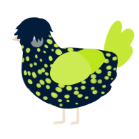 A tumblr and lime chicken with a speckle pattern