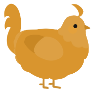 A orange chicken with a head pattern