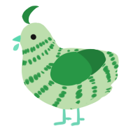 A gluppy and viridian chicken with a bar pattern